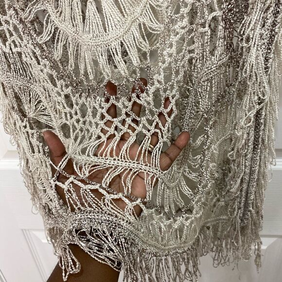 LaSeine knit crocheted sleeveless pullover sweater coverup, large/x large - Picture 7 of 11